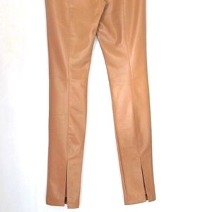 ZARA Skinny Pleather Pants 8" Back Slit Tan Size Medium 8-10 Size Medium 8-10